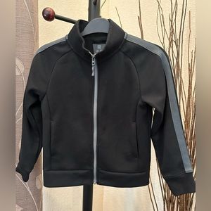 Uniqlo Kids | Dri Stretch Zip Jacket | Unisex 7/8 | black, grey stripe